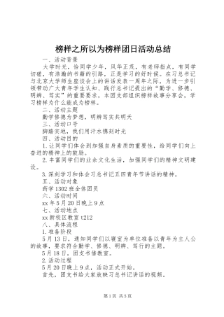 榜样之所以为榜样团日活动总结