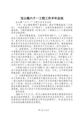 宝山镇六个一工程工作半年总结