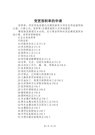 变更容积率的申请