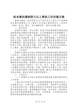 标本兼治遏制较大以上事故工作实施方案