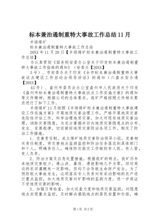 标本兼治遏制重特大事故工作总结月