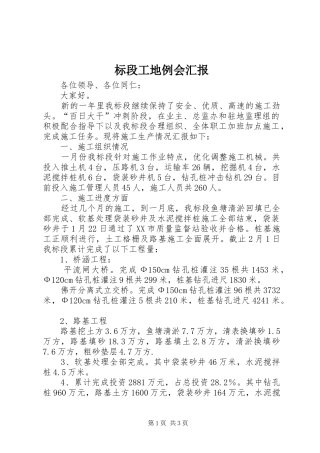 标段工地例会汇报