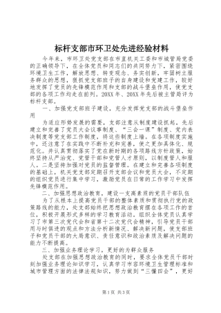 标杆支部市环卫处先进经验材料