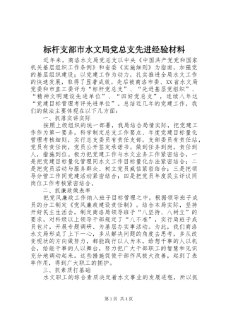 标杆支部市水文局党总支先进经验材料