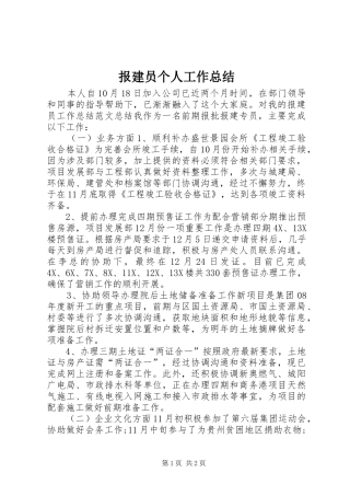 报建员个人工作总结