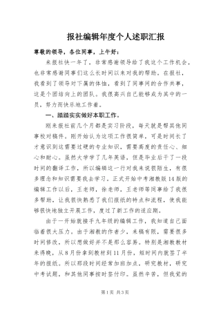 报社编辑年度个人述职汇报
