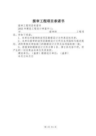 报审工程项目承诺书