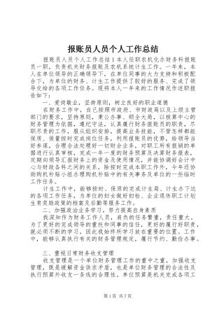 报账员人员个人工作总结