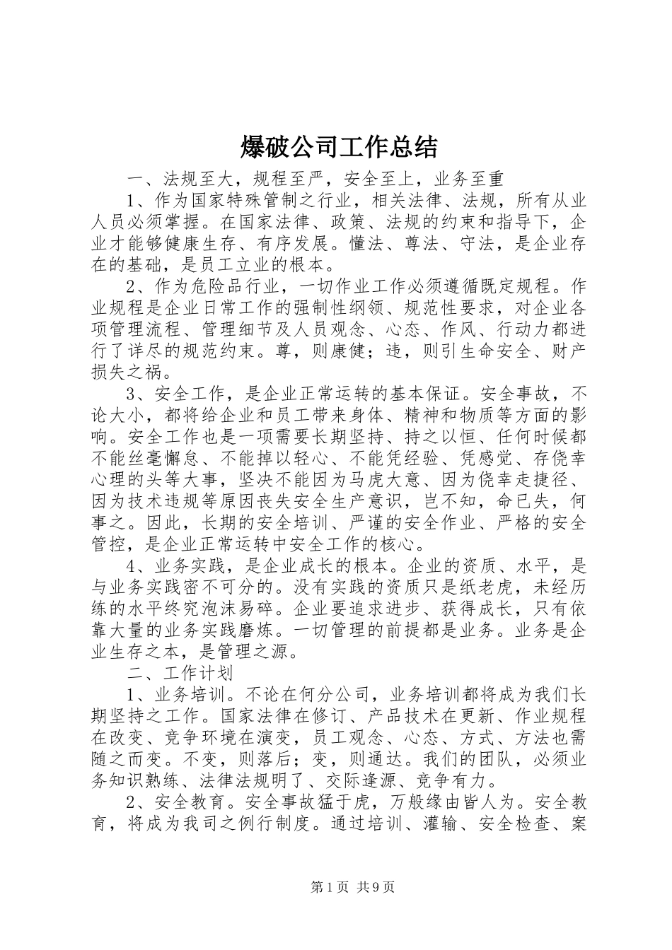 爆破公司工作总结_第1页