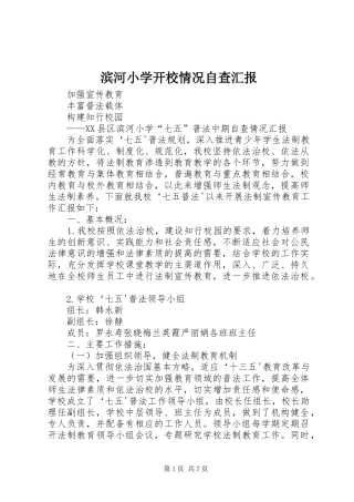 滨河小学开校情况自查汇报