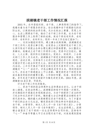 滨湖镇老干部工作情况汇报