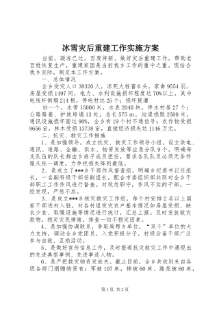 冰雪灾后重建工作实施方案