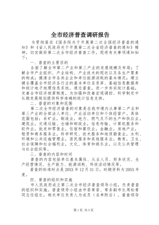 全市经济普查调研报告