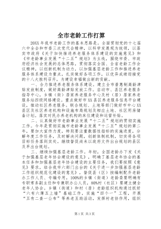 全市老龄工作打算