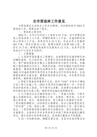 全市营造林工作意见