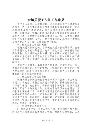 全镇关爱工作队工作意见