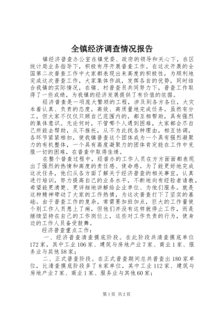 全镇经济调查情况报告