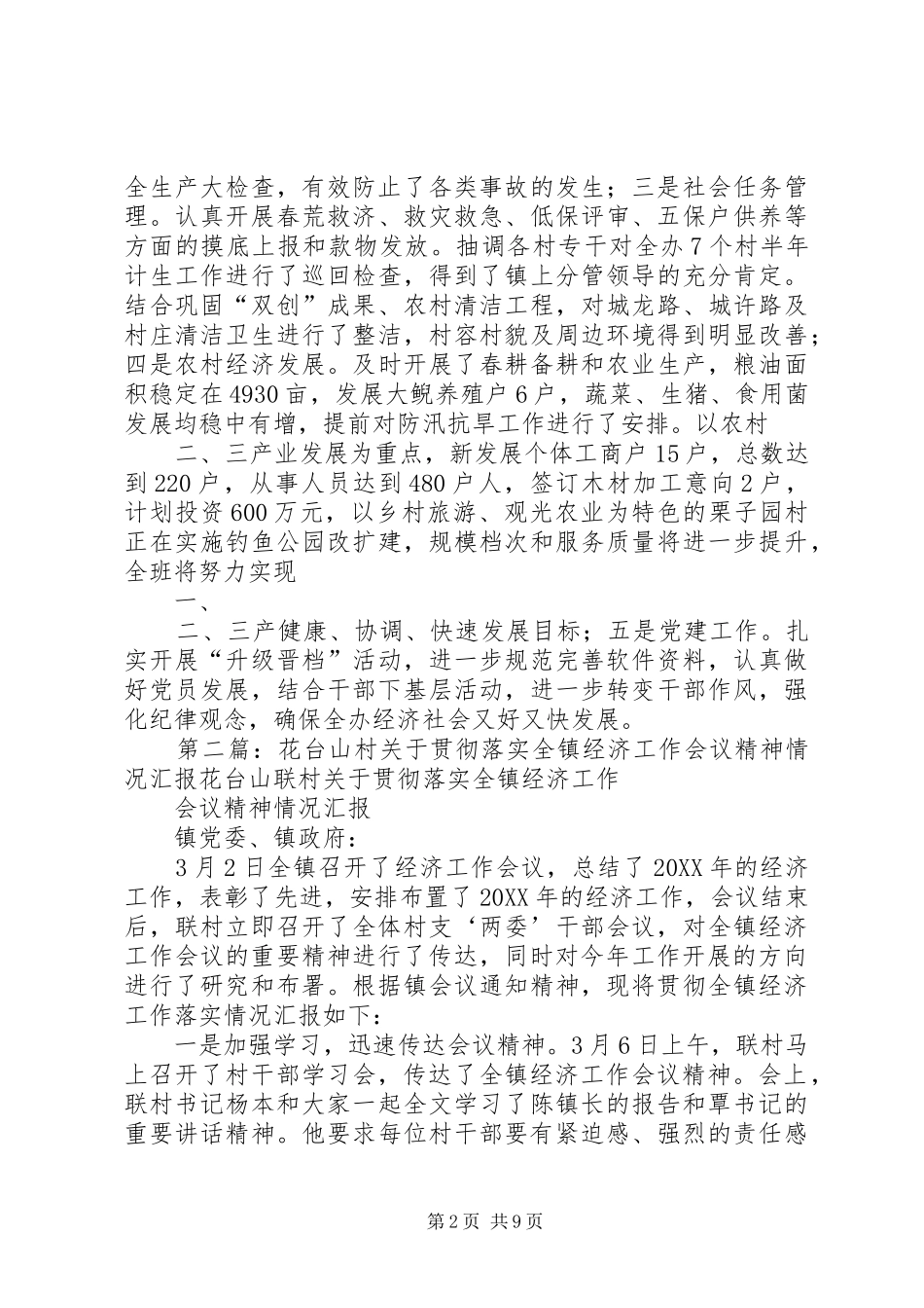 全镇经济工作会议精神贯彻落实情况汇报_第2页