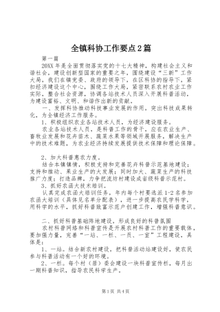 全镇科协工作要点篇