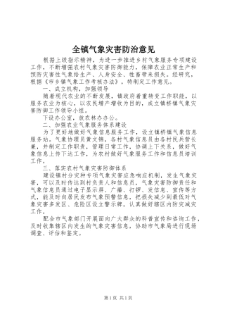 全镇气象灾害防治意见