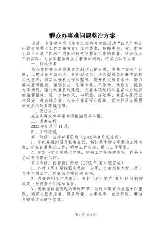 群众办事难问题整治方案