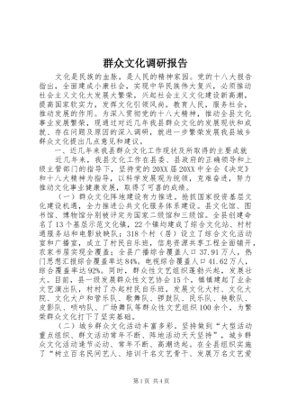 群众文化调研报告