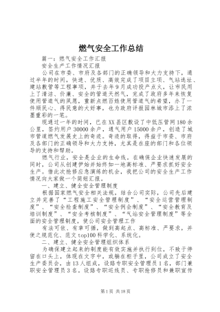 燃气安全工作总结