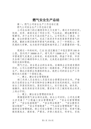 燃气安全生产总结