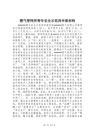 燃气管网所青年安全示范岗申报材料