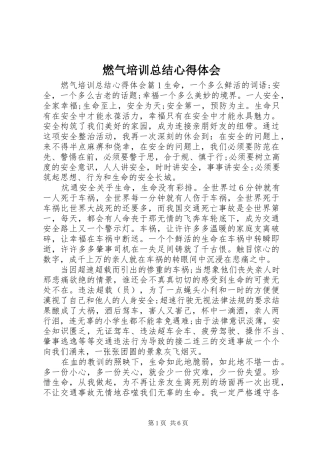 燃气培训总结心得体会