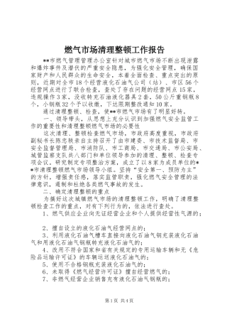 燃气市场清理整顿工作报告