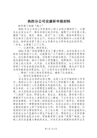 热控分公司安康杯申报材料