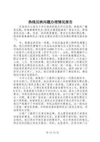 热线反映问题办理情况报告