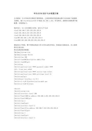 华为S5700划分VLAN配置方案