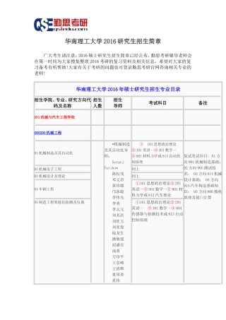 华南理工大学2016研究生招生简章