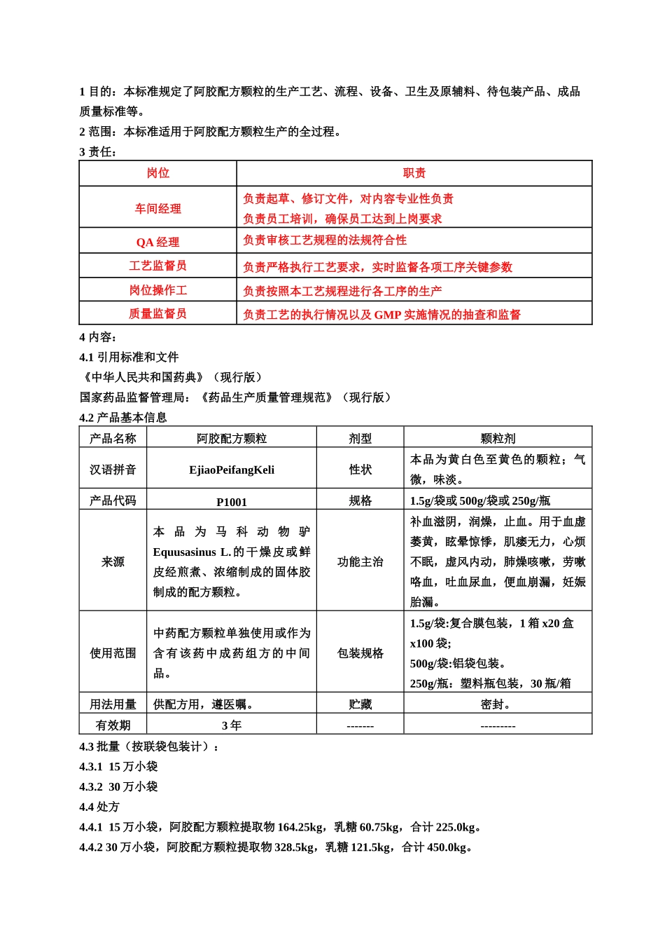 华润三九---工艺规程样板TS-G-GPC-0001-001阿胶配方颗粒工艺规程_第1页