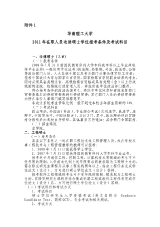 华南理工大学在职研究生科目