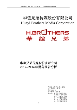 华谊兄弟财务报表分析终极版