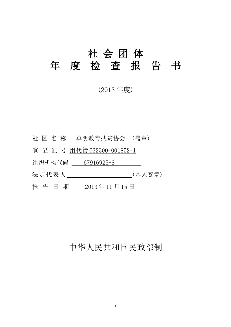 协会年检报告书(正式)20131_第1页