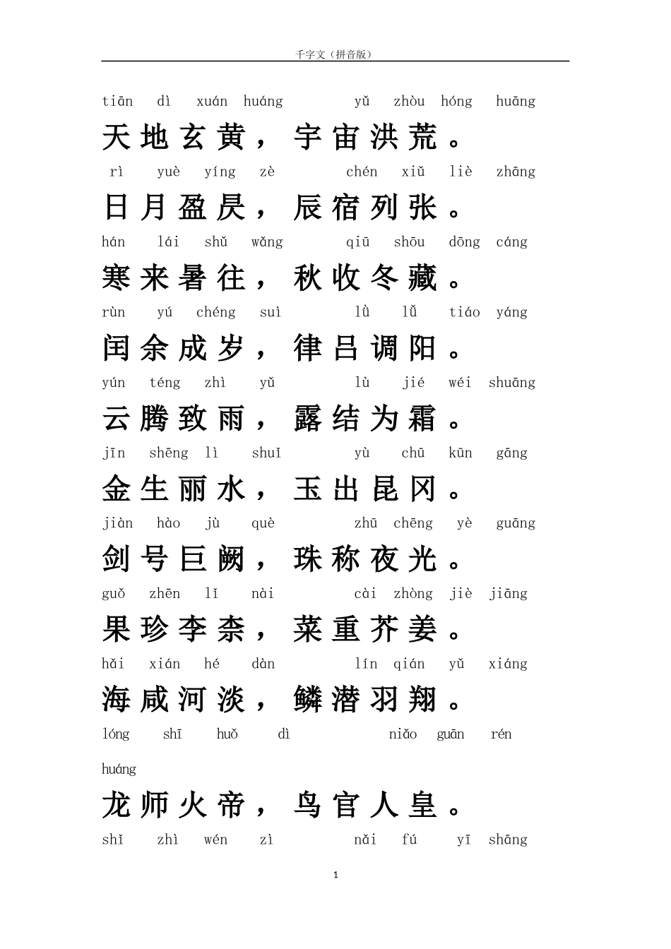 千字文(全文拼音版)_第1页