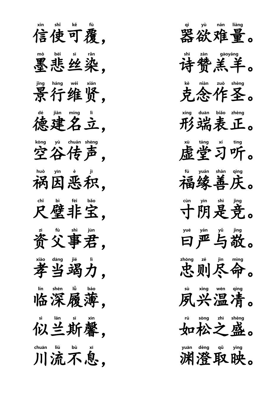 千字文大字拼音word版_第3页