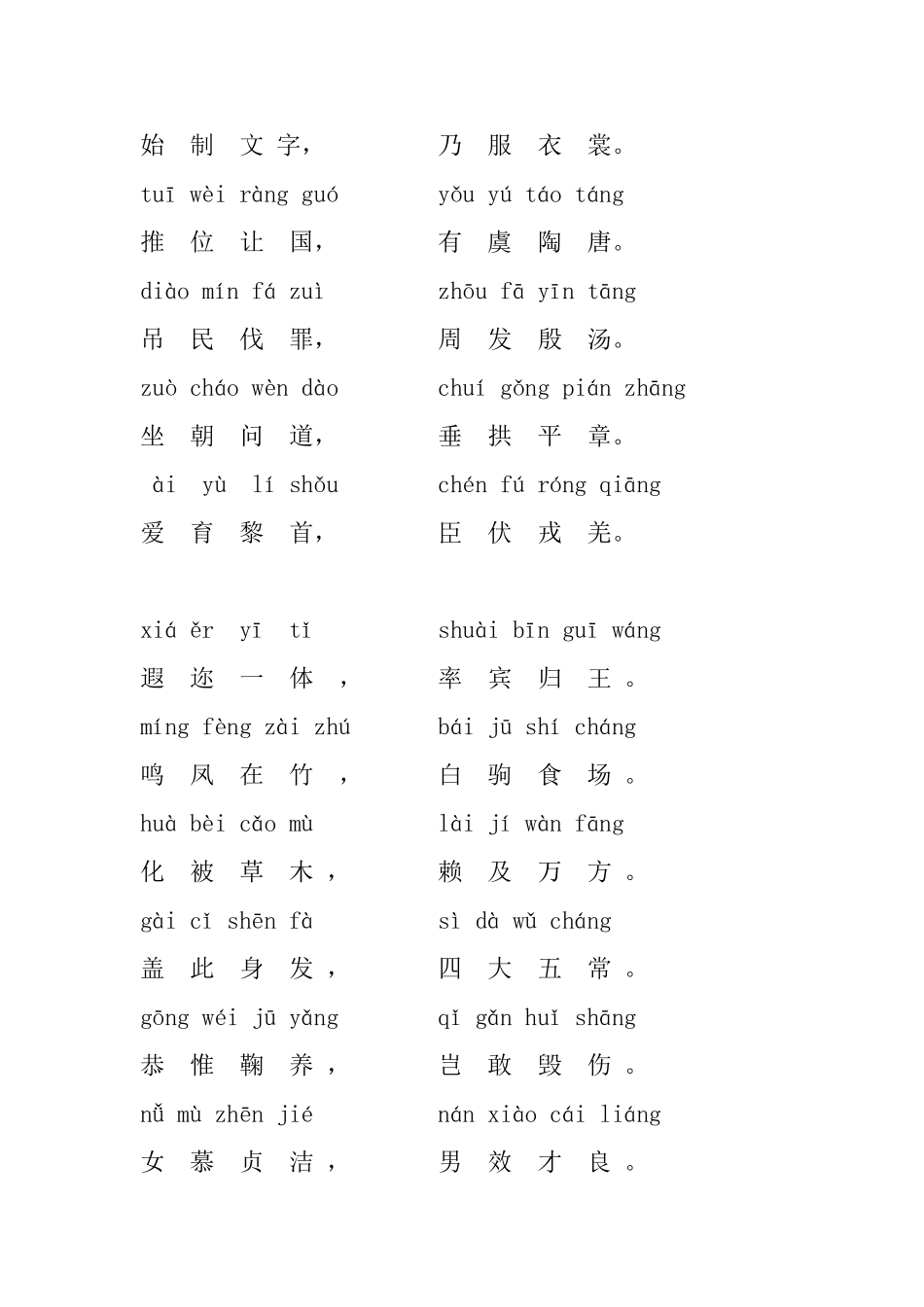 千字文全文带拼音(同名4238)_第2页