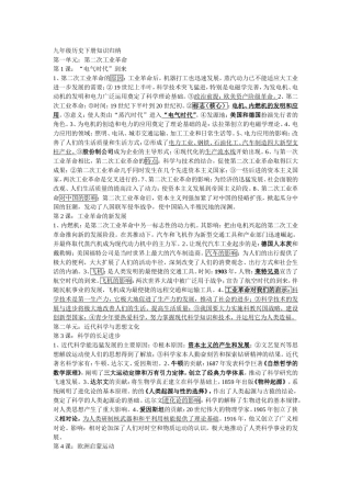 华东师大版九年级历史下册第一到第三单元复习提纲