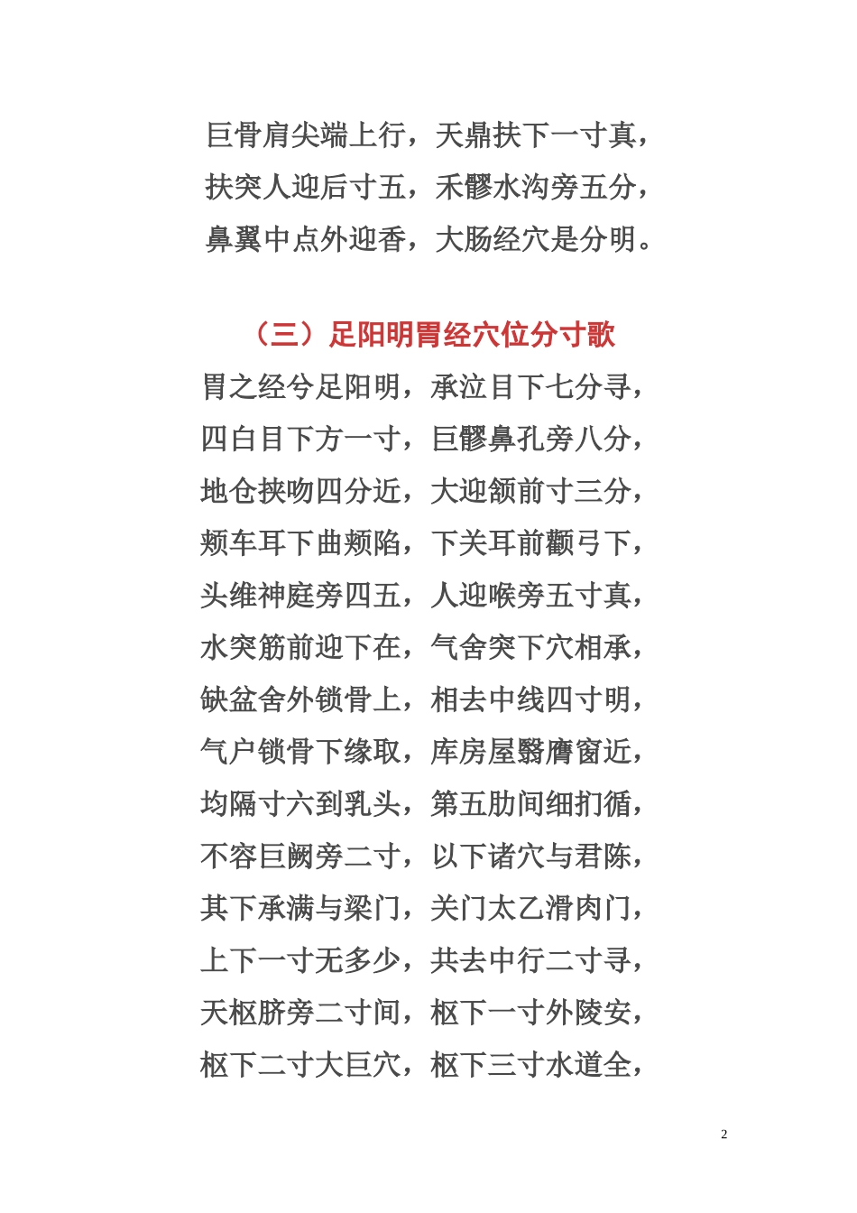 十四经脉穴位分寸歌_第2页