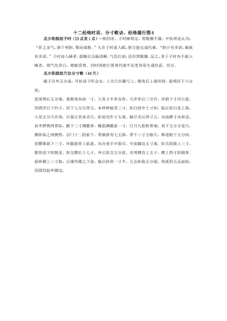 十二经络时辰、分寸歌诀、经络循行图