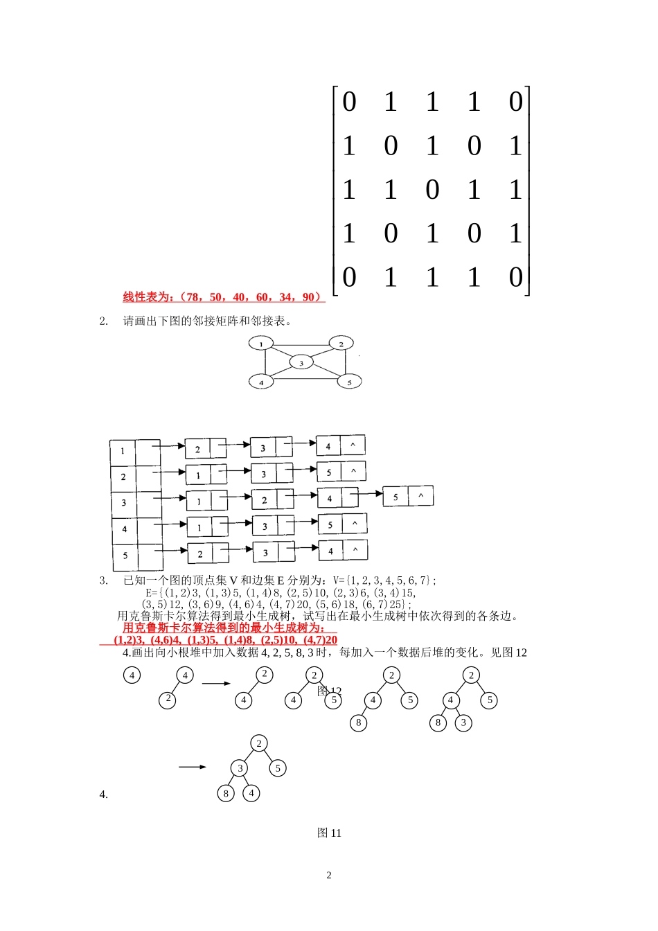 十套数据结构试题及答案1_第2页