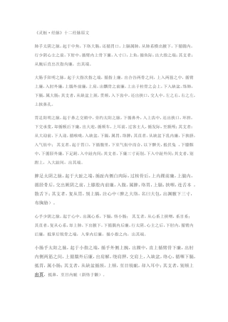 十二经脉原文和特定穴歌诀-本学期必背内容