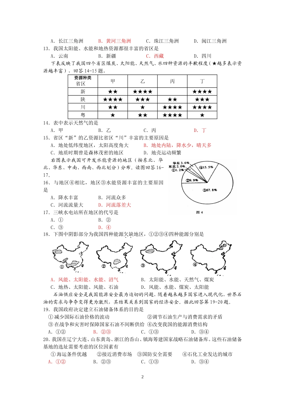 午练14--中国自然资源_第2页