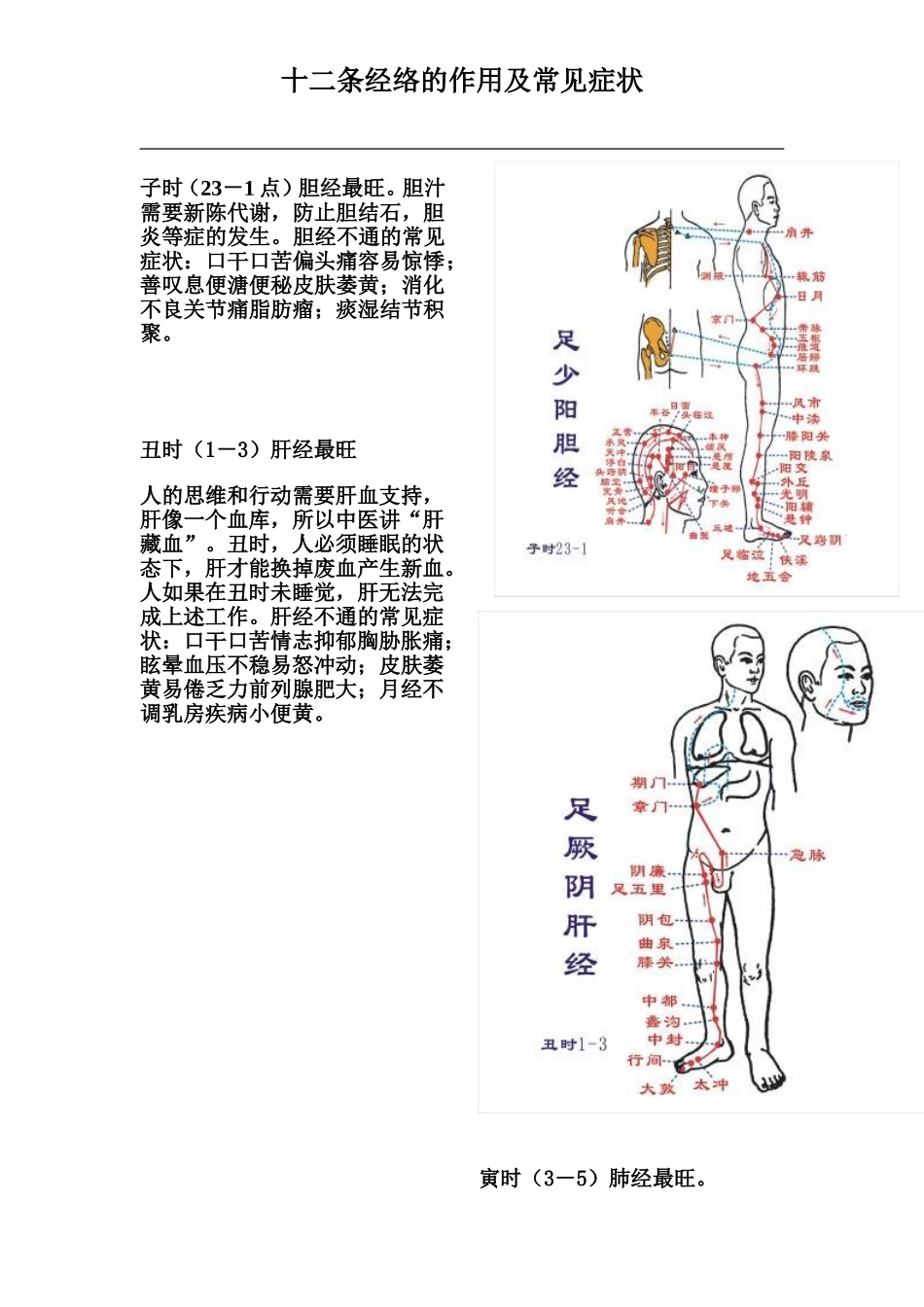十二条经络的作用及常规症状_第1页