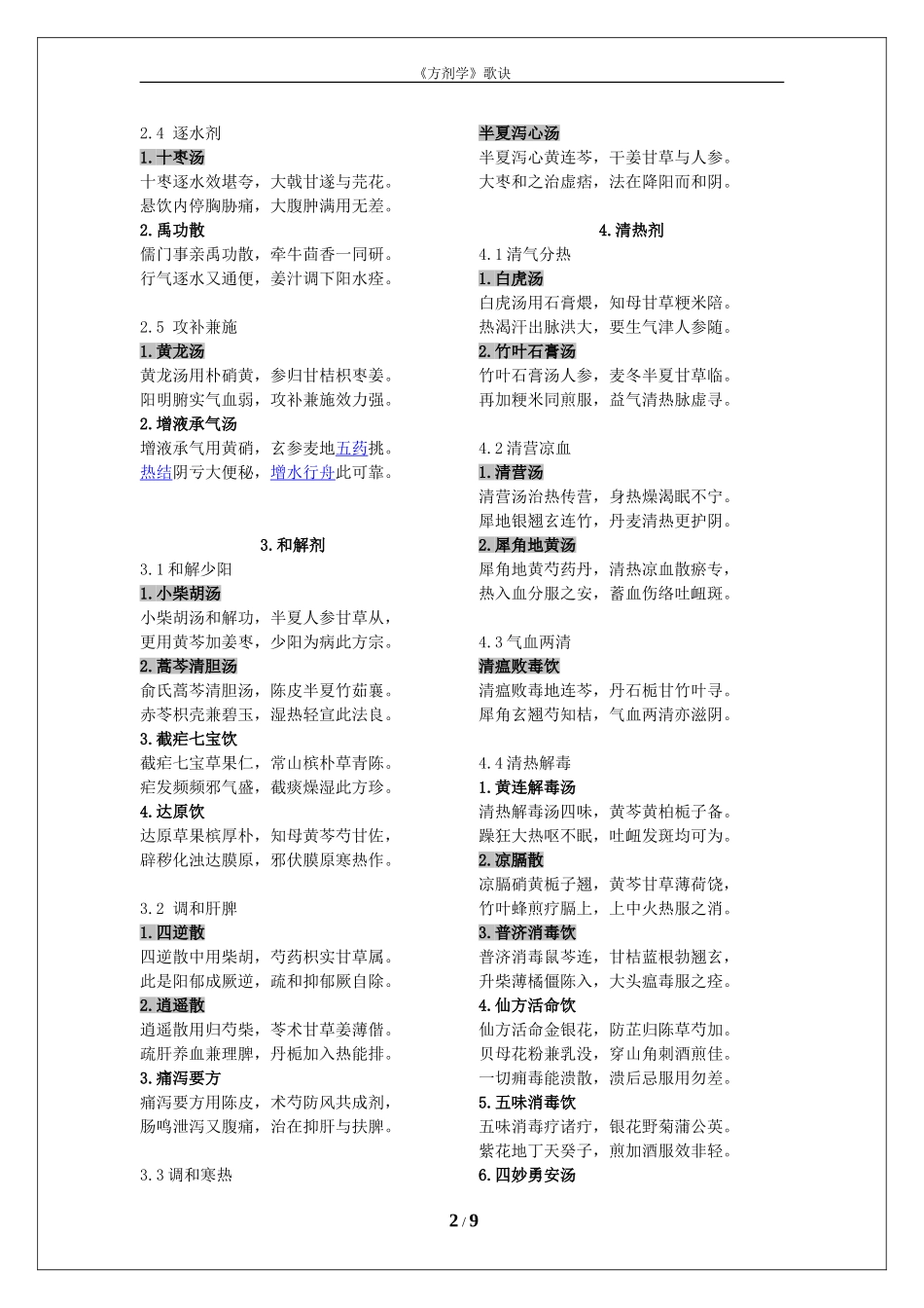 十二五《方剂学》课本方歌_第2页